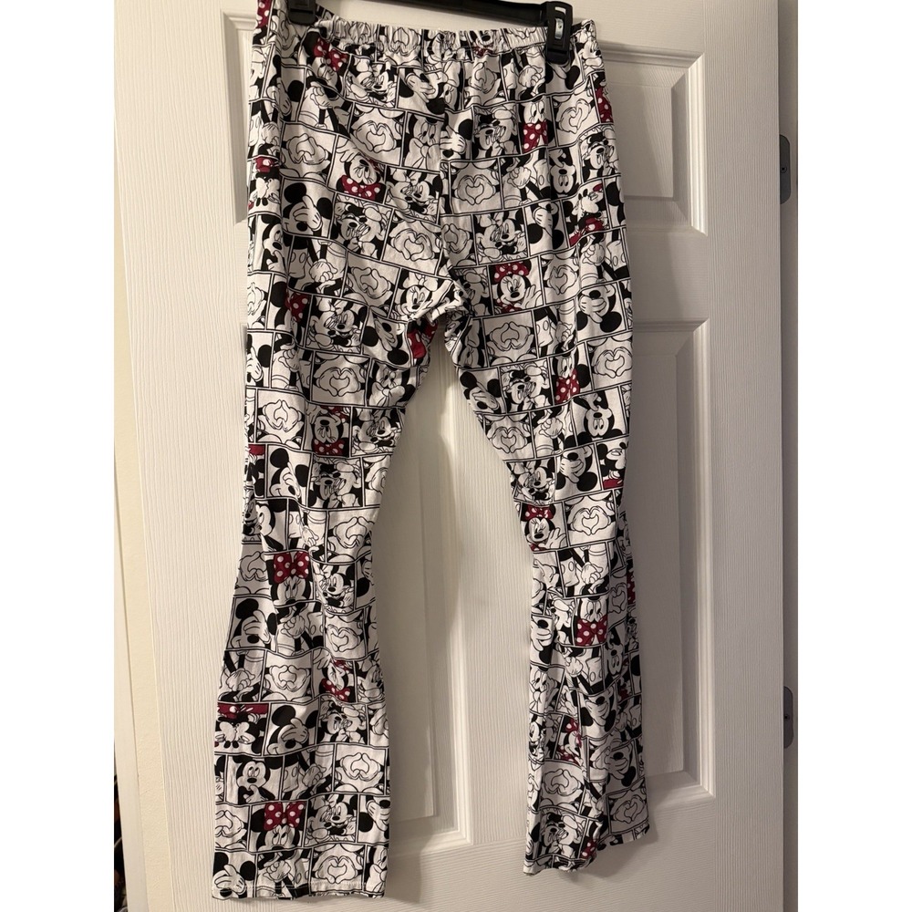 Disney Mickey & Mouse faces knit lounge pants elastic Waist - Picture 5 of 7